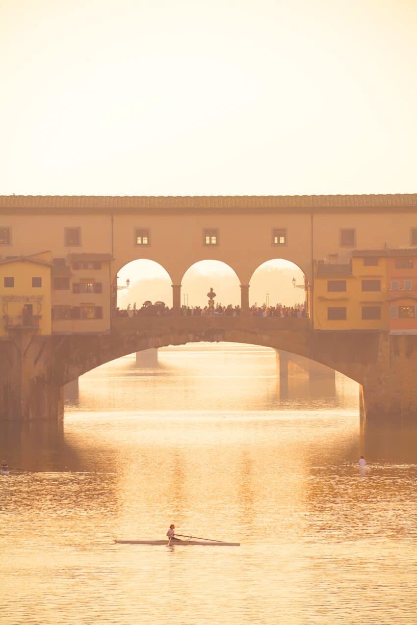 Dusk over the Ponte Vecchio, Florence.
