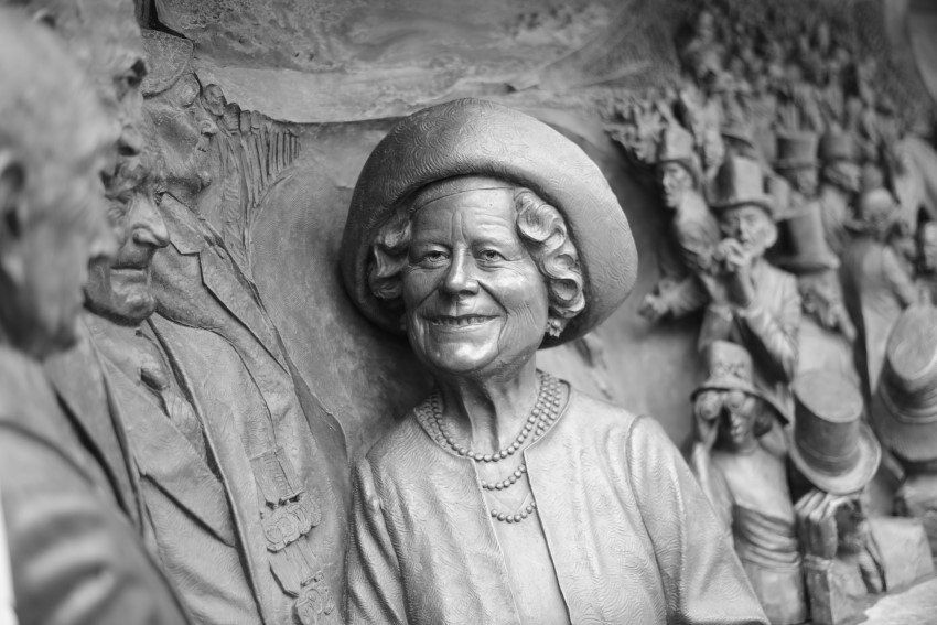 A sculpture of the Queen found along Horse Guards Road.