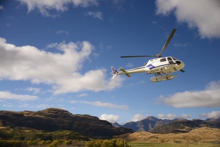 A helicopter over Aspiring National Park