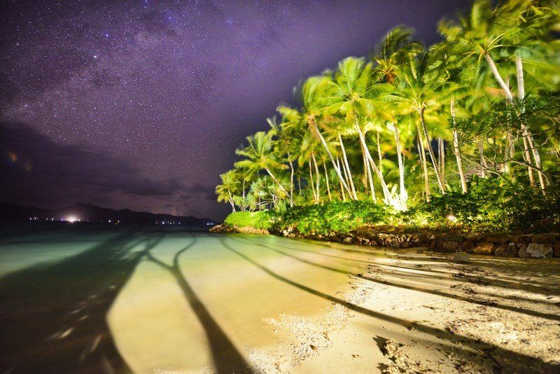 The night sky over Coconut Beach, Hayman Island