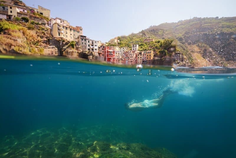 Underwater in Riomaggiore, Cinque Terre, Italy