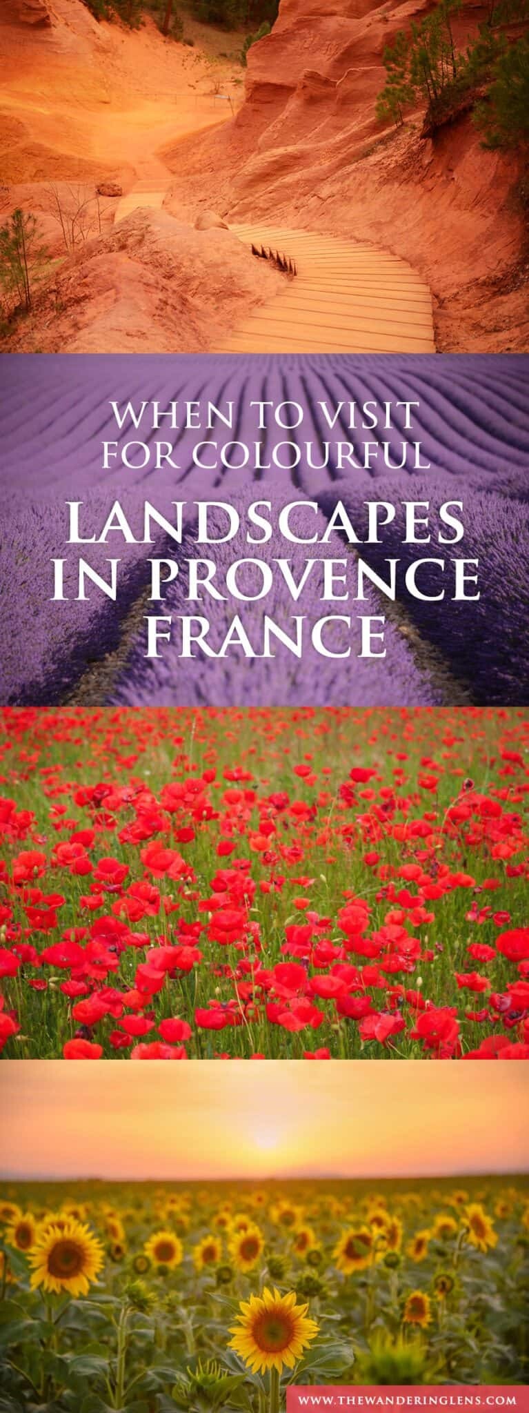 Provence France, When to visit to photograph the lavender fields of Provence and also the calanques, poppy fields and sunflowers.