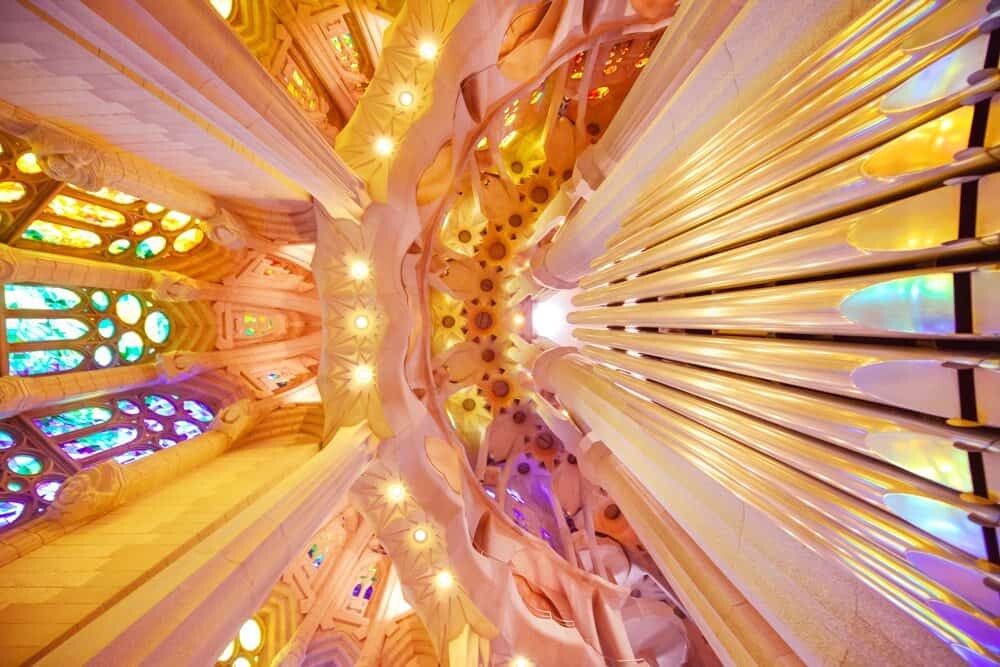 Looking Up In La Sagrada Familia Barcelona The Wandering