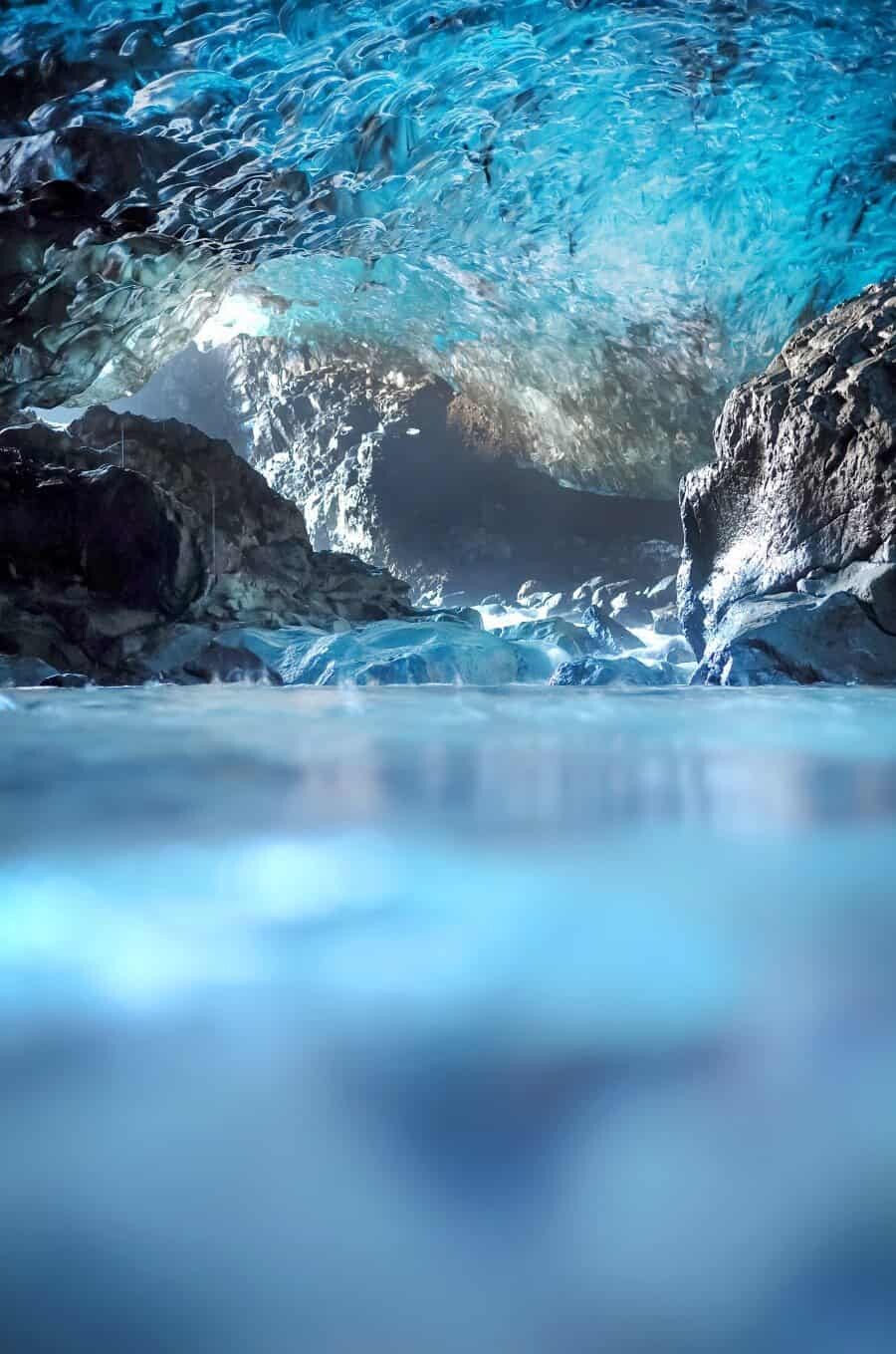 Waterfall Ice Cave, Vatnajokull Glacier, Iceland.