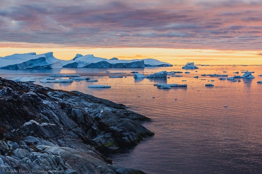 Soft evening light at the Unesco Ilulissat Icefjord in Greenland