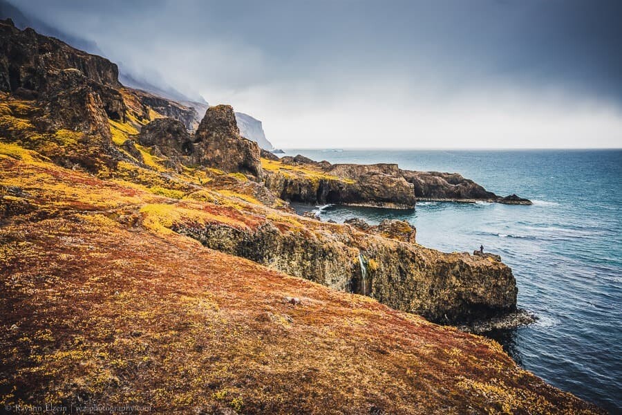 The coast of Disko Island in Greenland