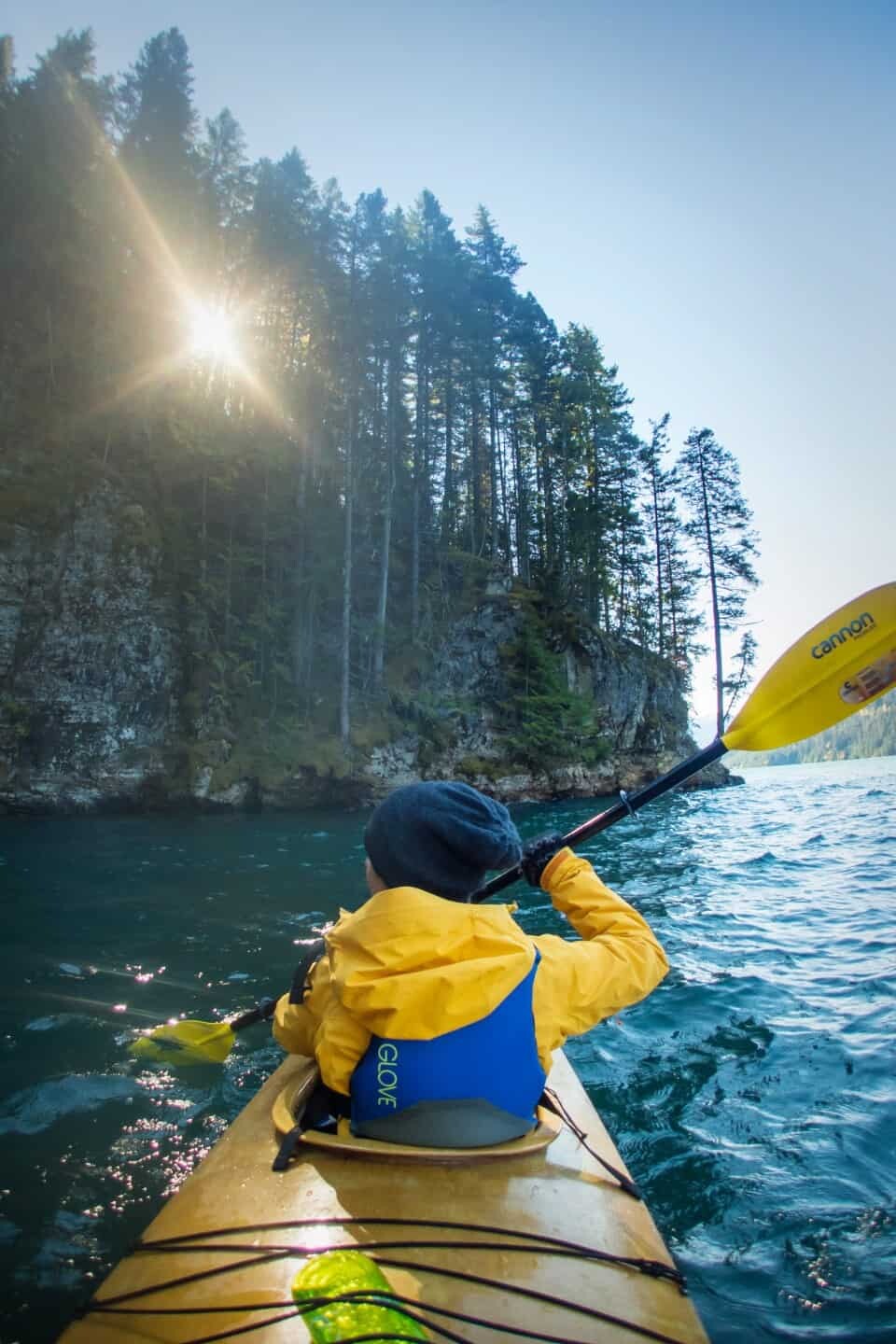 Kayaking on Lake Revelstoke, Canada