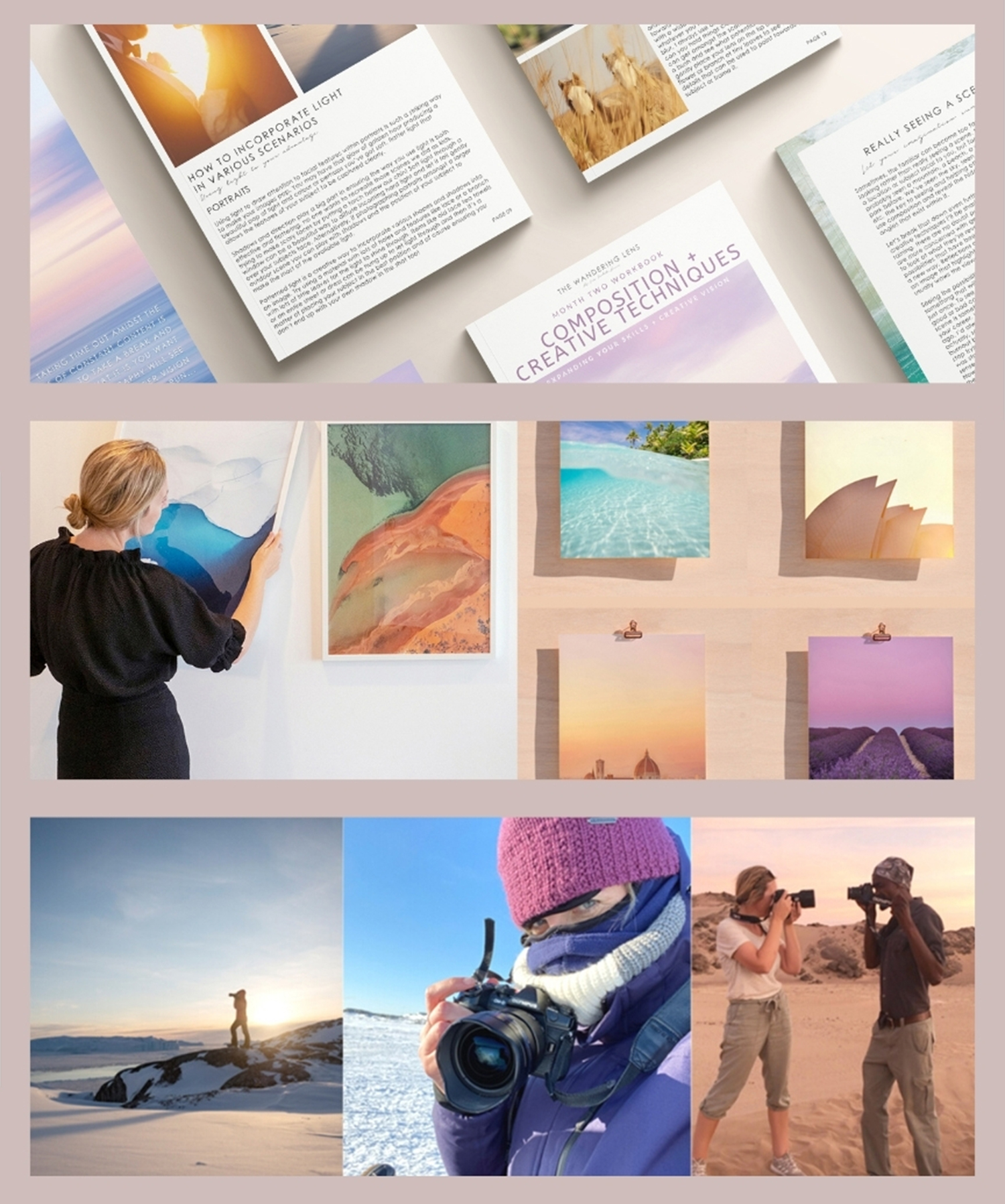 Online photography courses and learning materials like ebooks for photographers
