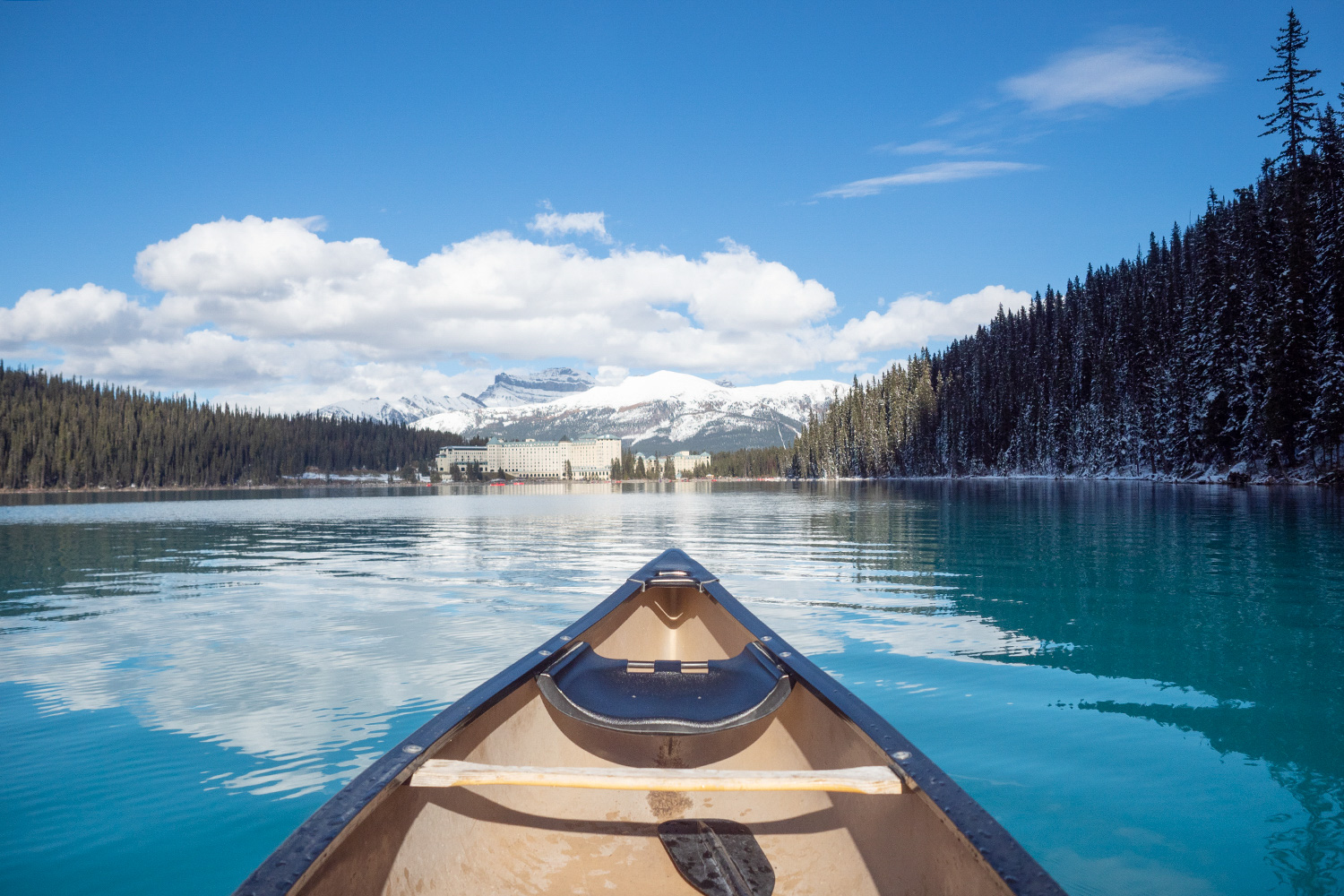Photographing from a Canoe on Lake Louise, Canada 