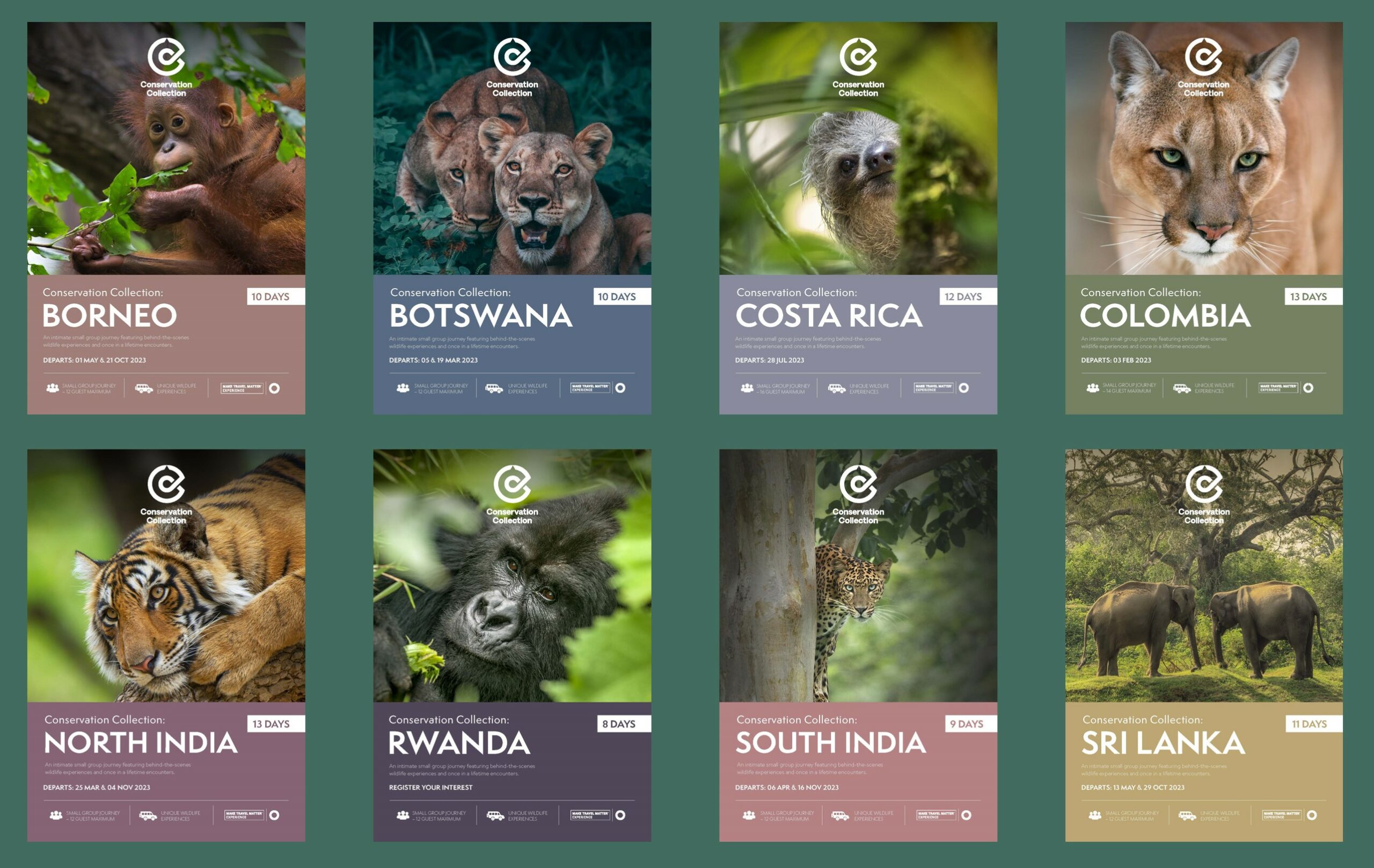 Broschüren der Adventure World Conservation Collection